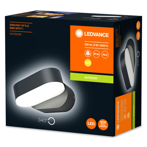 Ledvance Endura Style Mini Spot I 8W LED Garten-Wandleuchte IP44 schwarz 4058075205130