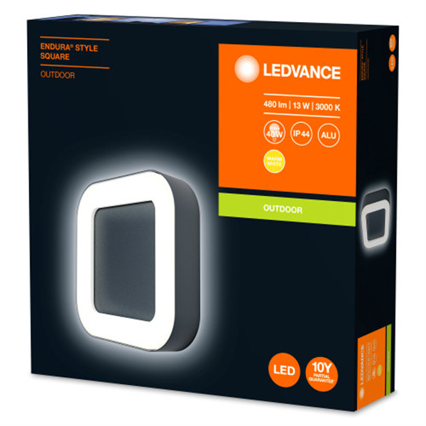Ledvance Endura STYLE 13W Eckige LED Außenleuchte schwarz IP44 4058075205253