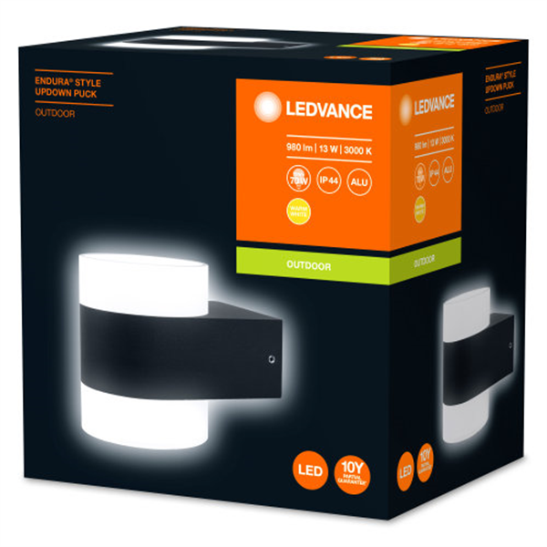 Ledvance Endura Style Updown Puck 13W LED Außenleuchte IP44 wasserfest schwarz 4058075205567