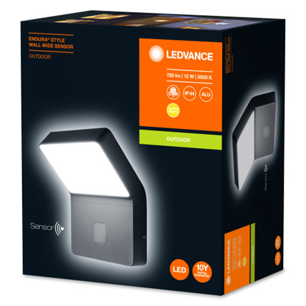 Ledvance Endura Style Wall Wide Sensor 12W LED Wandleuchte IP44 Wandstrahler schwarz