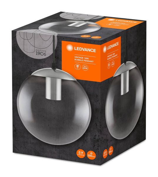 LEDVANCE Vintage 1906 Bubble Pendelleuchte Rauchgrau Glass E27 4058075217409