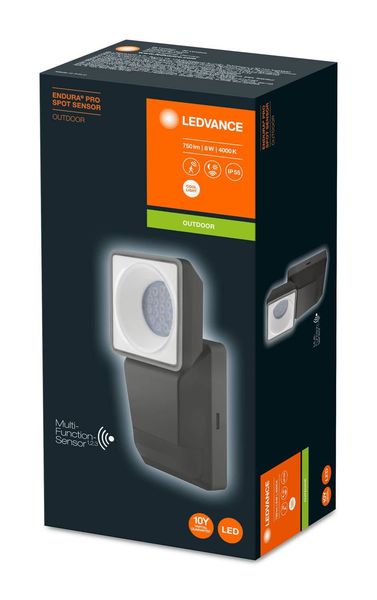 LEDVANCE LED Endura Pro Spot Sensor LED Fluter Dunkelgrau 8W 750Lm 4000K IP55 4058075228887