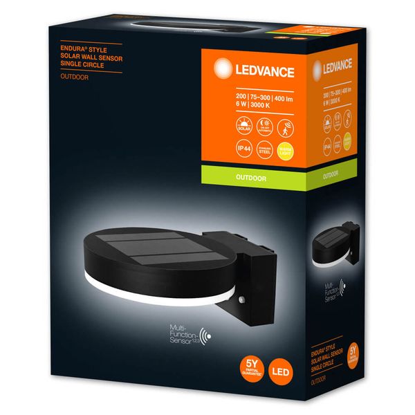 LEDVANCE LED Außenleuchte ENDURA Style SOLAR SINGLE CIRCLE Wall 6W schwarz 4058075392762