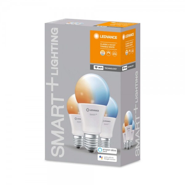 3er-Pack LEDVANCE LED Lampe SMART+ Tunable White 60 9W 2700-6500K E27 Appsteuerung