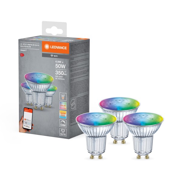 3er-Pack LEDVANCE LED Reflektor SMART+ SPOT GU10 Multicolour 32 45° 5W 2700-6500K GU10 Appsteuerung