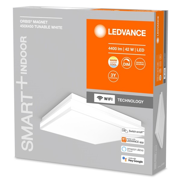 LEDVANCE SMART+ Orbis Magnet LED Deckenleuchte, Wandleuchte 45x45cm 42W Tunable White