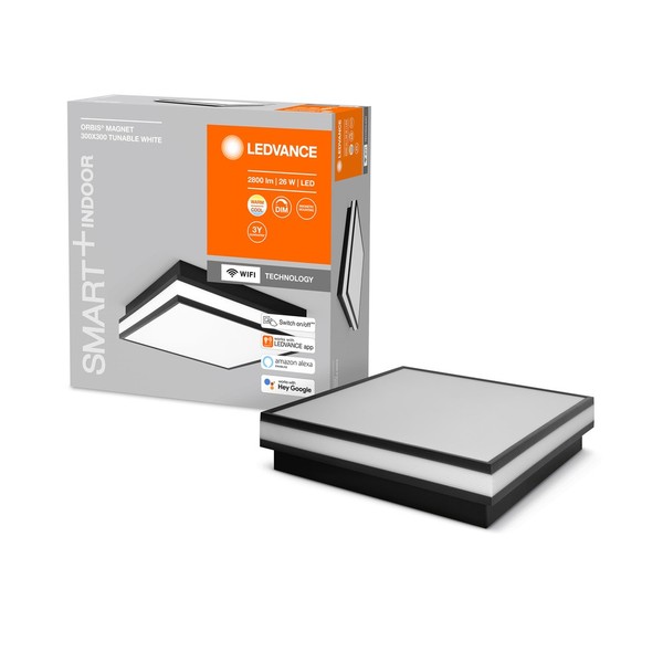 LEDVANCE SMART+ Orbis Magnet LED Deckenleuchte, Wandleuchte 30x30cm 26W Tunable White schwarz