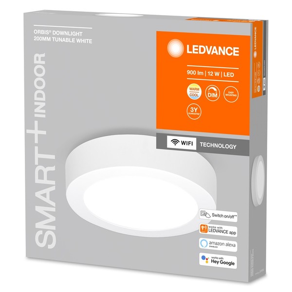 LEDVANCE SMART+ Orbis Downlight LED Deckenleuchte, Aufbauleuchte 20cm 12W Tunable White dimmbar
