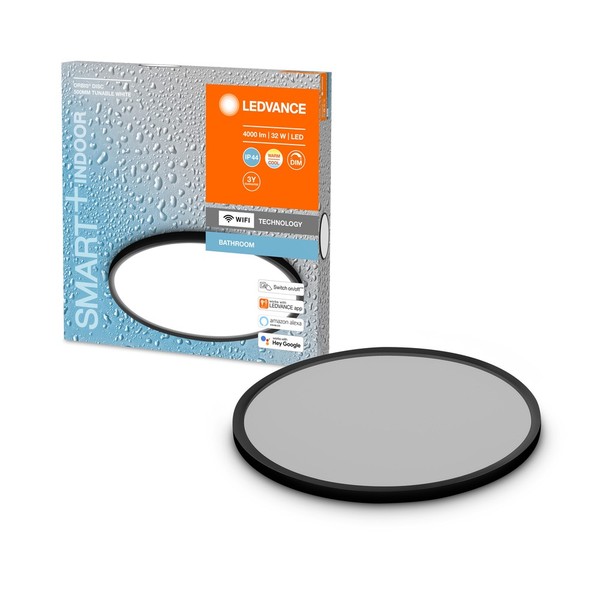LEDVANCE SMART+ Oribis Disc LED flache Badezimmer-Leuchte 50cm 32W Tunable White dimmbar IP44 schwarz