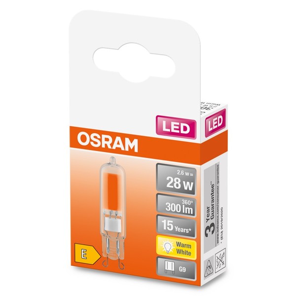 OSRAM LED Lampe STAR PIN Stecksockel G9 GU9 2,6W 300Lm warmweiss 2700K wie 30W