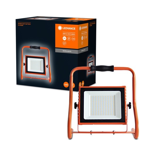 LEDVANCE Worklight AKKU LED Baustrahler mit Batterie 50W neutralweiss IP44 orange