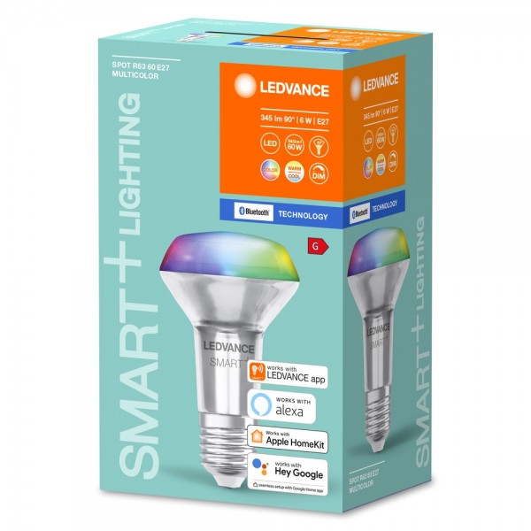 LEDVANCE LED Spot, Strahler SMART+ R63 RGBW E27 Bluetooth 40W 345Lm Tunable White 2700…6500K 45° dimmbar