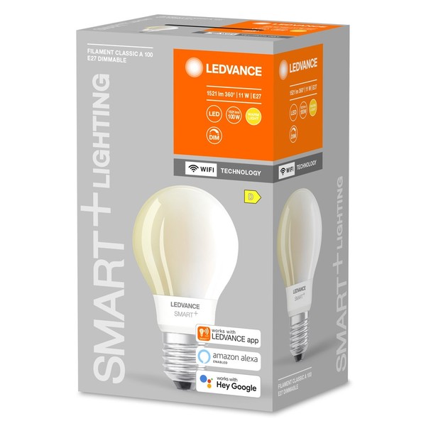 LEDVANCE SMART+ LED Lampe Edison-Birne E27 Filament 11W 1521Lm warmweiss 2700K dimmbar wie 100W