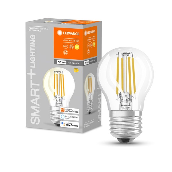 LEDVANCE SMART+ LED Lampe E27 Filament 4W 470Lm warmweiss 2700K dimmbar wie 40W