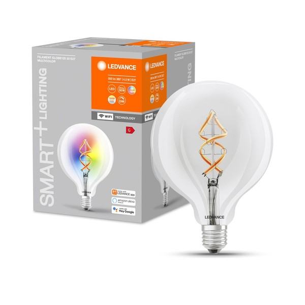 LEDVANCE SMART+ LED Globe Lampe G95 E27 Filament 4,5W 300Lm warmweiss 2700K dimmbar wie 30W