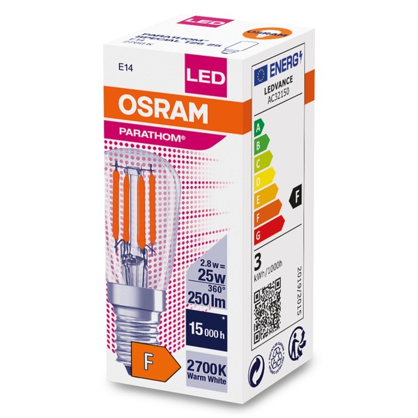 OSRAM LED Lampe T-Form Parathom Special T26 E14 2,8W 250lm warmweiss 2700K wie 25W