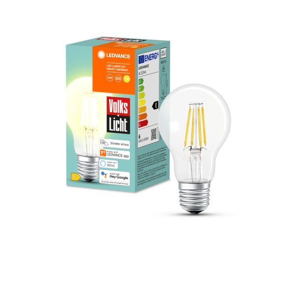 3er-Pack LEDVANCE LED Lampe SMART+ Filament dimmbar 6W warmweiss E27 Bluetooth
