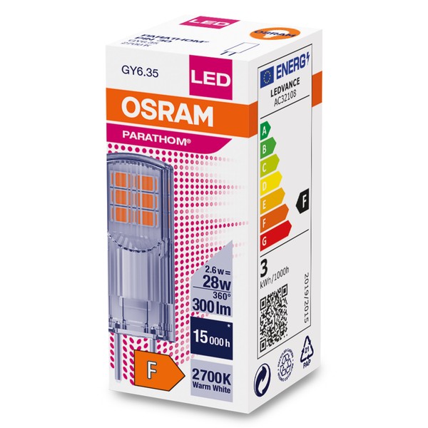 OSRAM LED Lampe Parathom GY6.35 2,6W 300lm warmweiss 2700K wie 28W
