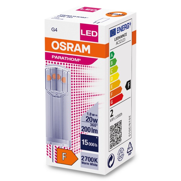 OSRAM LED Lampe Pin-Stecker Parathom G4 GU4 1,8W 200lm warmweiss 2700K wie 20W