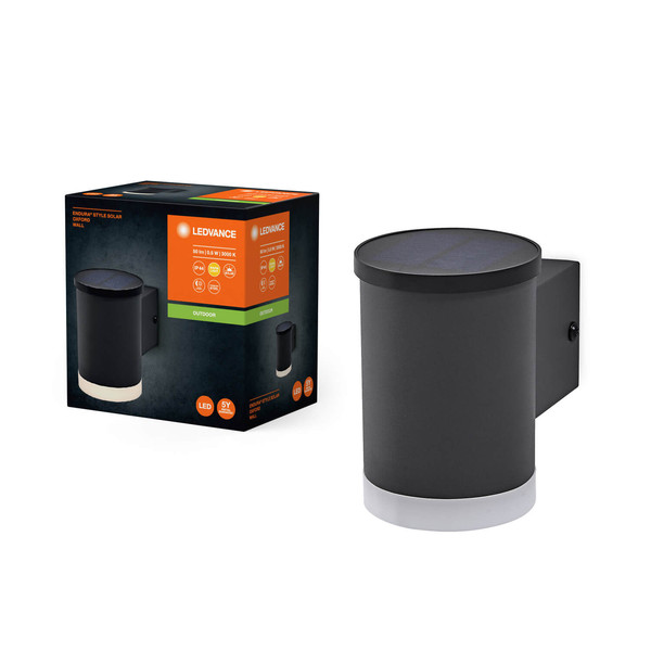 LEDVANCE LED Außenleuchte Endura Style Solar Wall Oxford Dark Gray Warmweiss 4058075834781