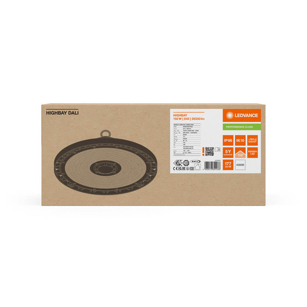 LEDVANCE LED Hallenleuchte Highbay DALI P ⌀32cm 150W 26550lm Neutralweiss 4000K IP66 dimmbar 4058075844438