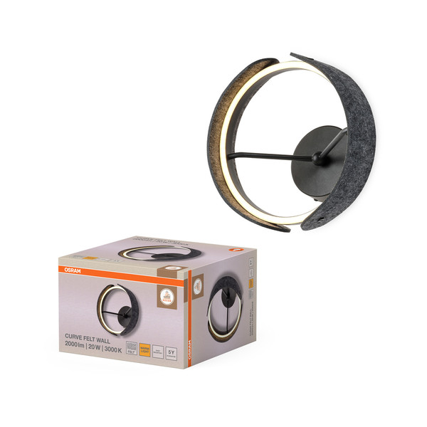 OSRAM LED Wandleuchte Decor Curve Felt Wall 20W 830 Dark Grey Warm weiß 4058075847569