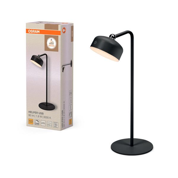 OSRAM LED Tischleuchte DECOR HELPER GADGET 830 USB Black Dimmbar Warm weiß 4058075849242