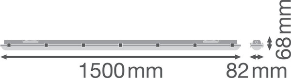 LEDVANCE LED Feuchtraumleuchte Damp Proof Notlicht 150x8cm 46W 6400lm Neutralweiss 4000K IP65 4058075851009