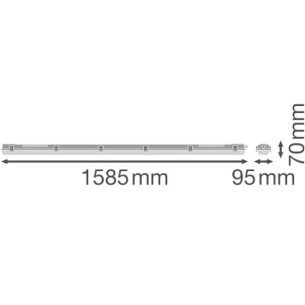 LEDVANCE DAMP PROOF Feuchtraumleuchtengehäuse EMERGENCY 150cm für 2 Röhren IP65 G13 dimmbar