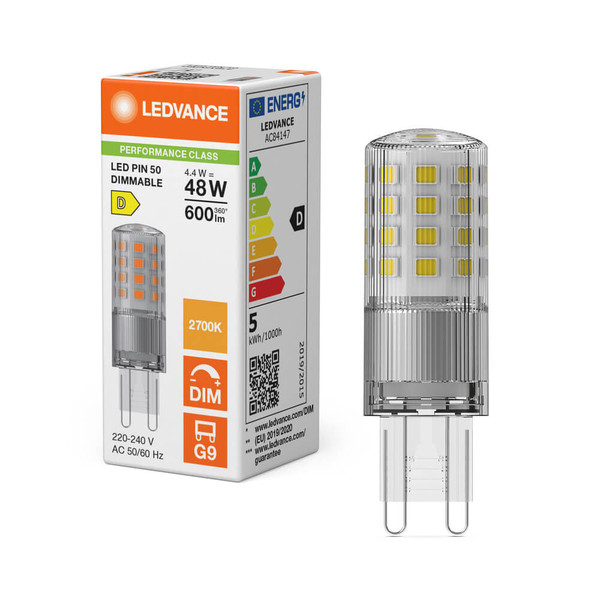 LEDVANCE LED Lampe G9 Pin 320° Dimmbar P 4.4W 600lm Warmweiss 2700K wie 48W 4099854248849