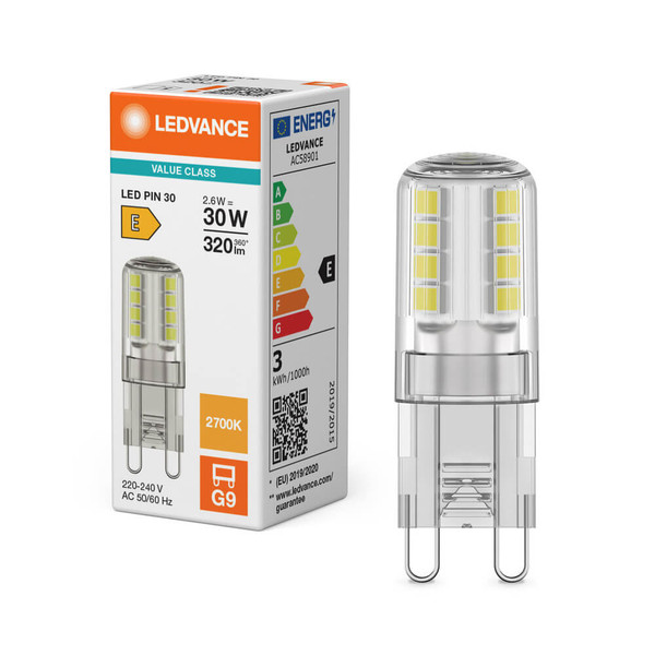 LEDVANCE LED Lampe G9 Pin 300° P 2.6W 320lm Warmweiss 2700K wie 30W 4099854248931