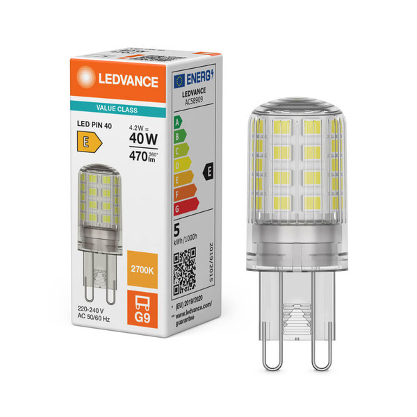 LEDVANCE LED Lampe G9 Pin 300° P 4.2W 470lm Warmweiss 2700K wie 40W 4099854248962