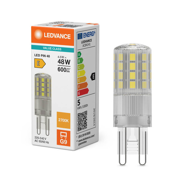 LEDVANCE LED Lampe G9 Pin 320° P 4.5W 600lm Warmweiss 2700K wie 48W 4099854249020