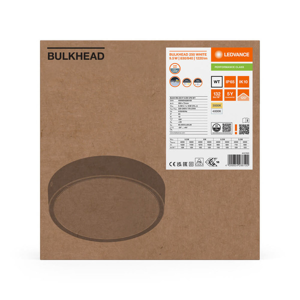LEDVANCE LED Deckenleuchte Bulkhead ⌀26cm 9.5W-8W-6.5W-5.5W warm-/neutralweiss 3000/4000K CCT IP65 4099854286100