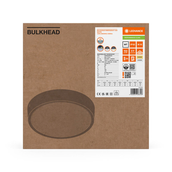 LEDVANCE LED Deckenleuchte Bulkhead ⌀26cm 12W-11W-9.5W-8.5W warm-/neutralweiss 3000/4000K CCT IP65 4099854286346