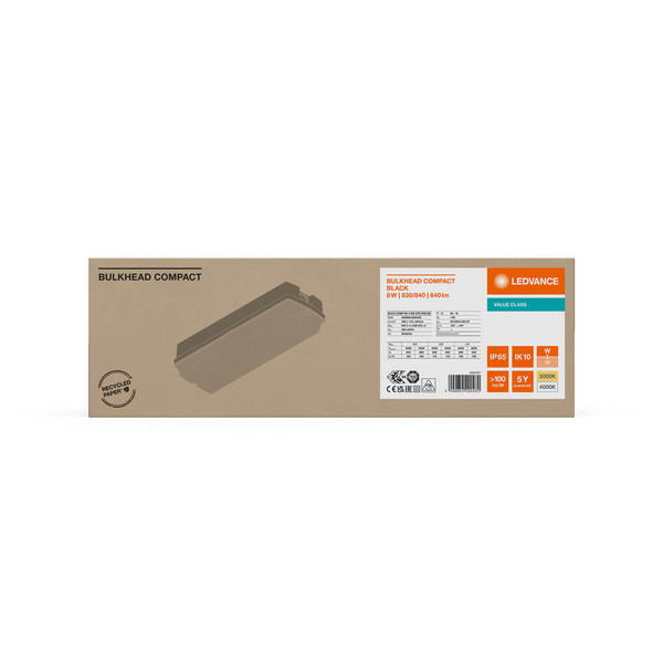 LEDVANCE LED Deckenleuchte Bulkhead Comp 36x12cm 8W-6W-4W warm-/neutralweiss 3000/4000K CCT IP65 4099854290480