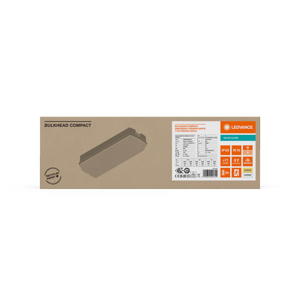 LEDVANCE LED Deckenleuchte Bulkhead Comp 36x12cm 11W-9W-7W warm-/neutralweiss 3000/4000K CCT IP65 4099854290725