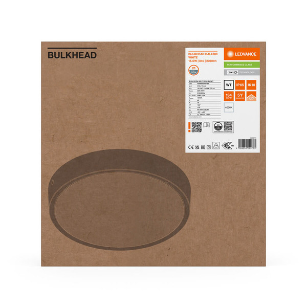 LEDVANCE LED Deckenleuchte Bulkhead RD DALI ⌀31cm 15.50W 2080lm Neutralweiss 4000K IP65 dimmbar 4099854290763