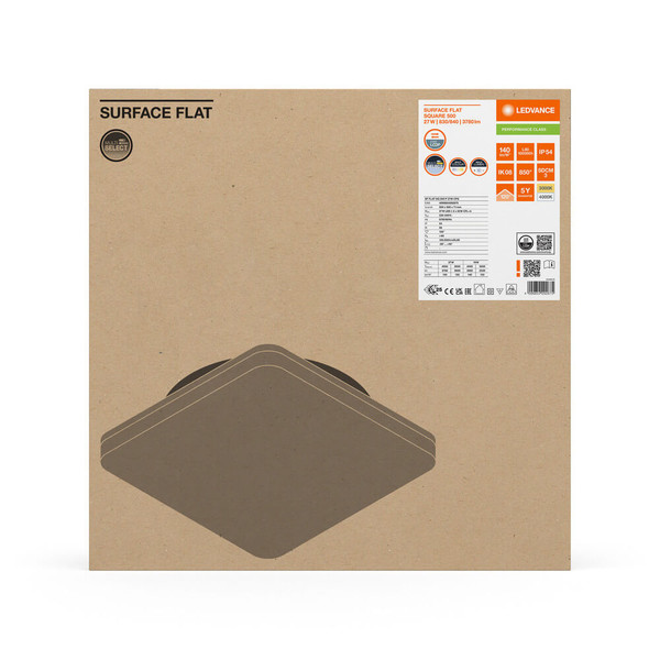 LEDVANCE LED Deckenleuchte Aufbaumontage Flat DALI 50x50cm Surface 27W-19W warm-/neutralweiss 3000/4000K CCT IP54 4099854292675