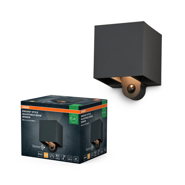 OSRAM LED Aussenleuchte Endura Style Sensor USB Adjustable Beam Dark Gray Warm weiß 4099854444357