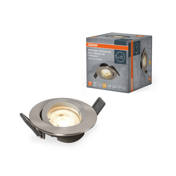 OSRAM LED Einbauleuchte LED SPOT RECESS TWISTLOCK GU10 Incl. Osram LED 4.3W GU10 Brushed Nickel Warm weiß 4099854444548
