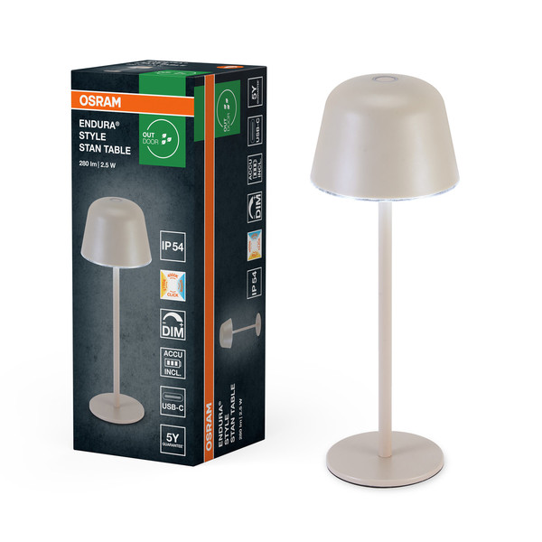 OSRAM LED Aussenleuchte Endura Style Table CCT USB Beige Dimmbar Warm weiß,Kalt weiß,Kaltes Tageslicht 4099854445132