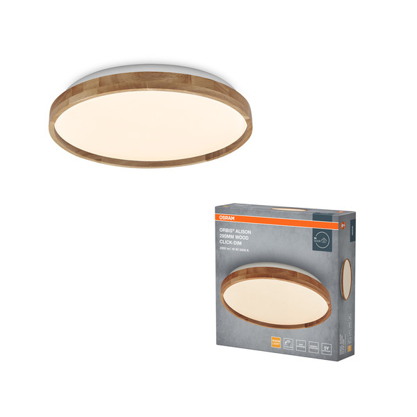 OSRAM LED Deckenleuchte Orbis Alison 295MM 16W 830 Click DIM Wood Decor Dimmbar Warm weiß 4099854446160