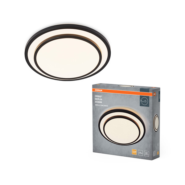 OSRAM LED Deckenleuchte ORBIS BERLIN 300 mm 16W  830 BK Warm weiß 4099854446375