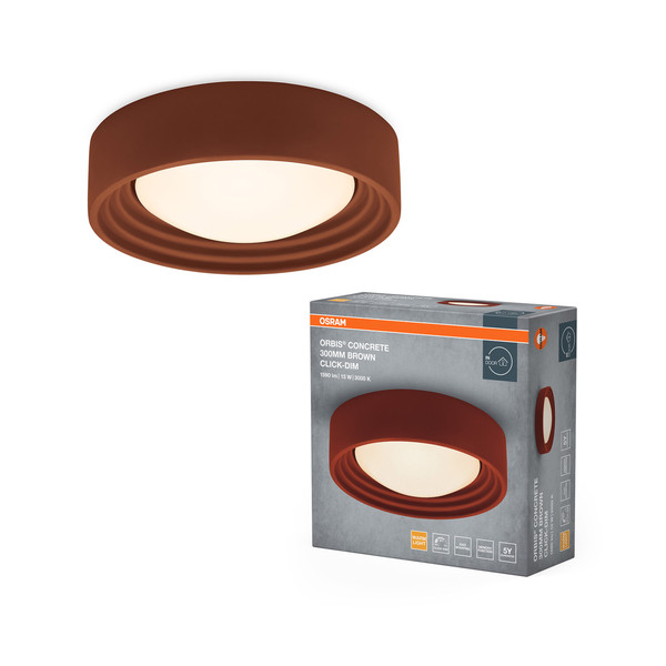 OSRAM LED Deckenleuchte Orbis Concrete 300MM 13W 830 Click Dim Brown Dimmbar Warm weiß 4099854446610