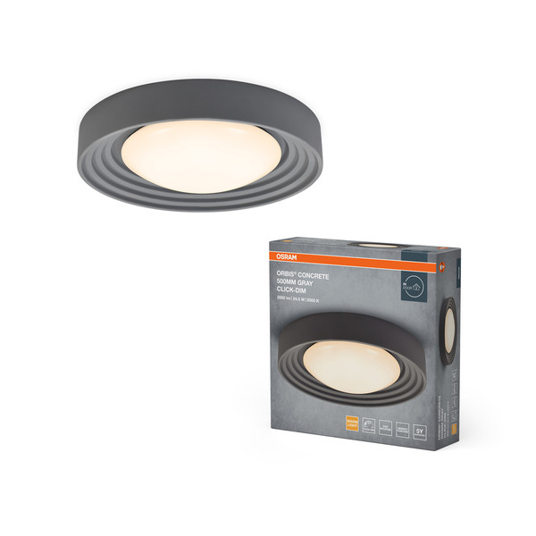 OSRAM LED Deckenleuchte Orbis Concrete 500MM 24.5W 830 Click Dim Gray Dimmbar Warm weiß 4099854446771