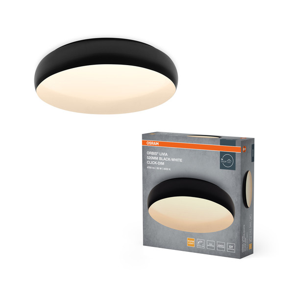 OSRAM LED Deckenleuchte Orbis Livia 520MM 36W 830 Click DIM Black and White Dimmbar Warm weiß 4099854448287