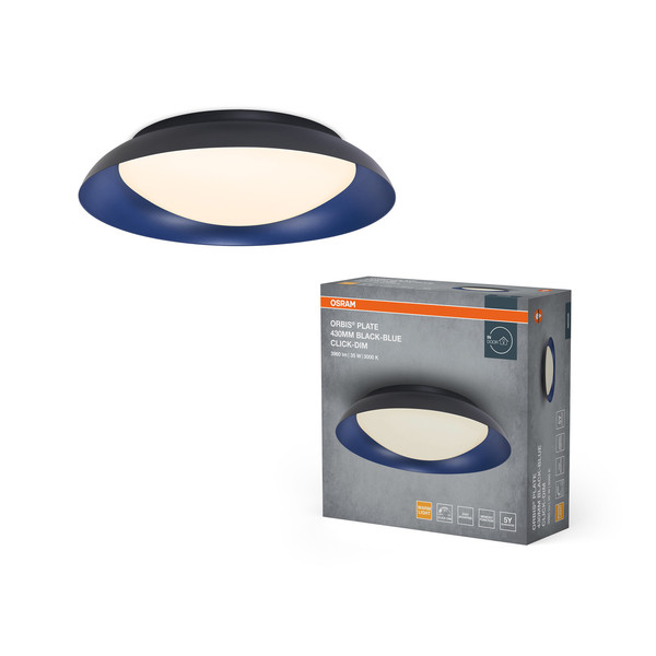 OSRAM LED Deckenleuchte Orbis Plate 430MM 35W 830 Click DIM Black and Blue Dimmbar Warm weiß 4099854449901