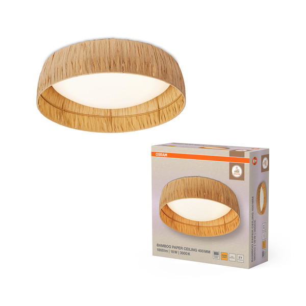 OSRAM LED Deckenleuchte Decor Bamboo Paper Ceiling 400 18W 830 Brown Warm weiß 4099854452796