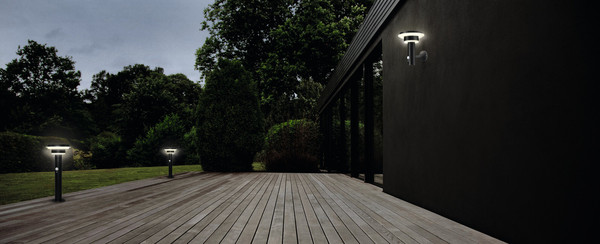 OSRAM LED Aussenleuchte ENDURA STYLE SOLAR DOUBLE CIRCLE Wall Sensor Double Circle 6W Black Dimmbar Warm weiß 4099854455506